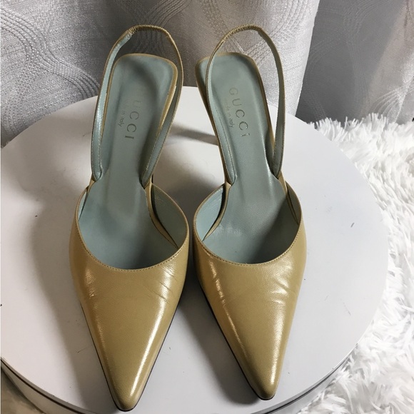 Gucci Shoes - Gucci Leather Pointed-Toe Slingback Pumps